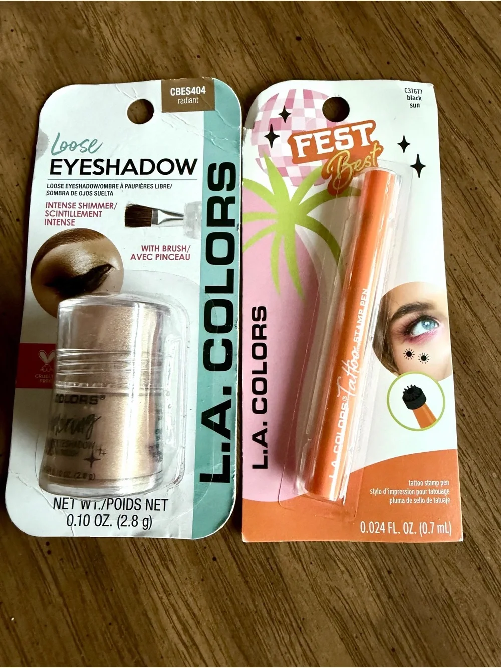 $ Sale L.A. COLORS 2pc Eyeshadow Radiant Shimmer and black face tattoo stick